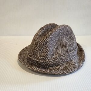 70s VTG KANGOL Mens Wool Fedora Bucket Hat Brown Tan England Made Small 20in